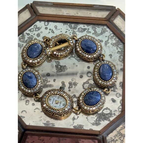 Heidi Daus Blue Scarab Crystal Framed Rare Designer Bracelet Watch - Picture 1 of 7
